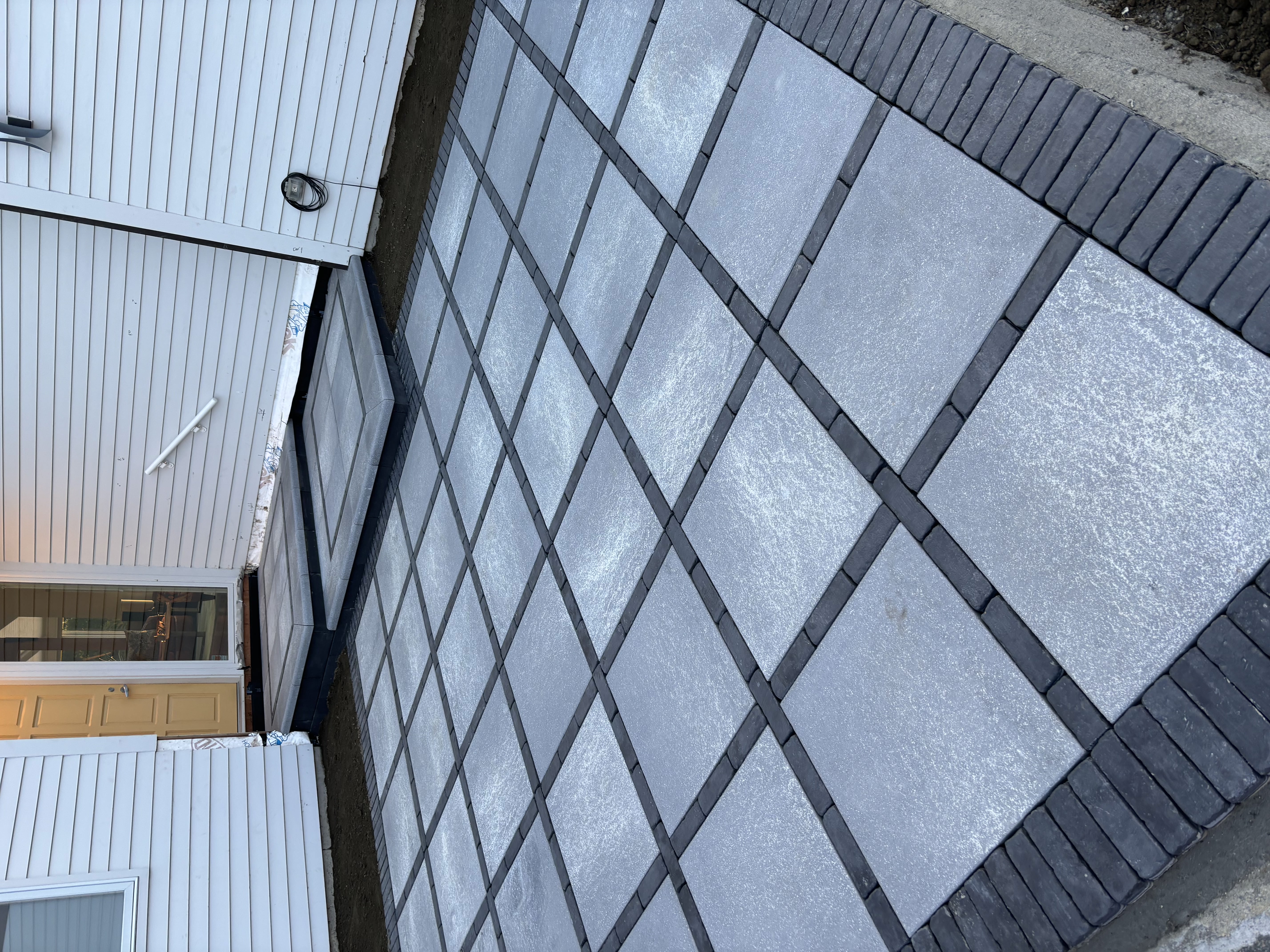 Elegant walkway installation through landscaped garden
