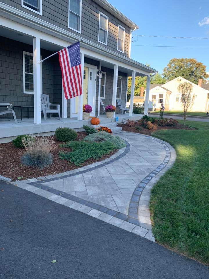 Natural stone steps integrated into garden design